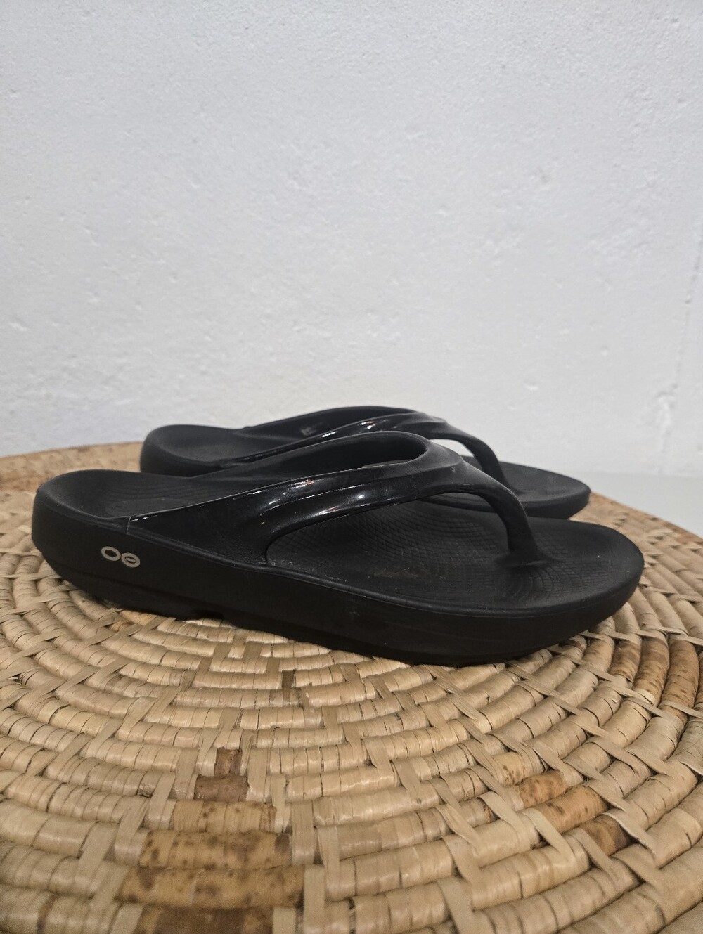 Oofos Black Thong Flip Flops